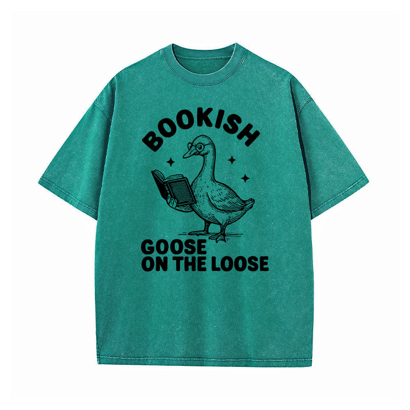 Bookish Goose On The Loose Washed T-Shirt