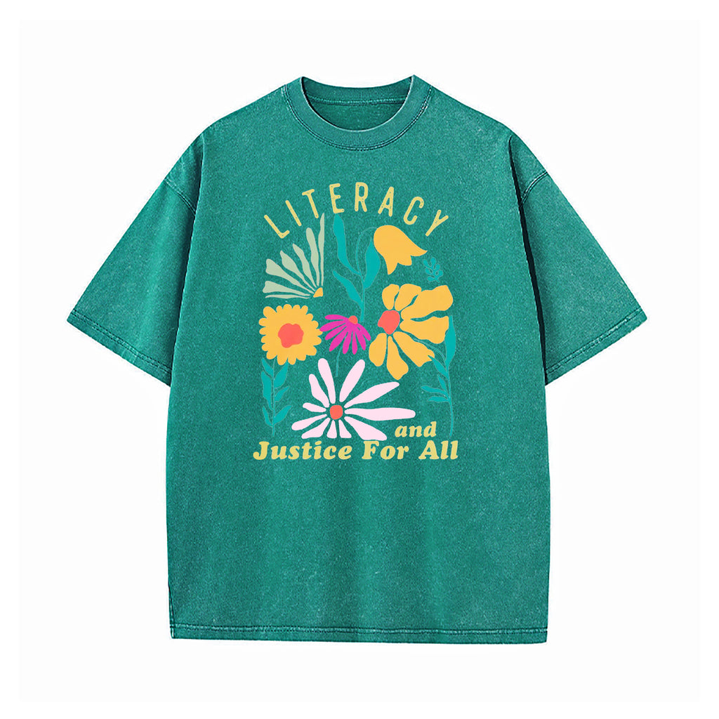 Literacy and Justice for All Washed T-Shirt