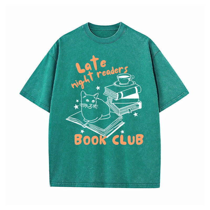Late Night Readers Book Club Washed T-Shirt