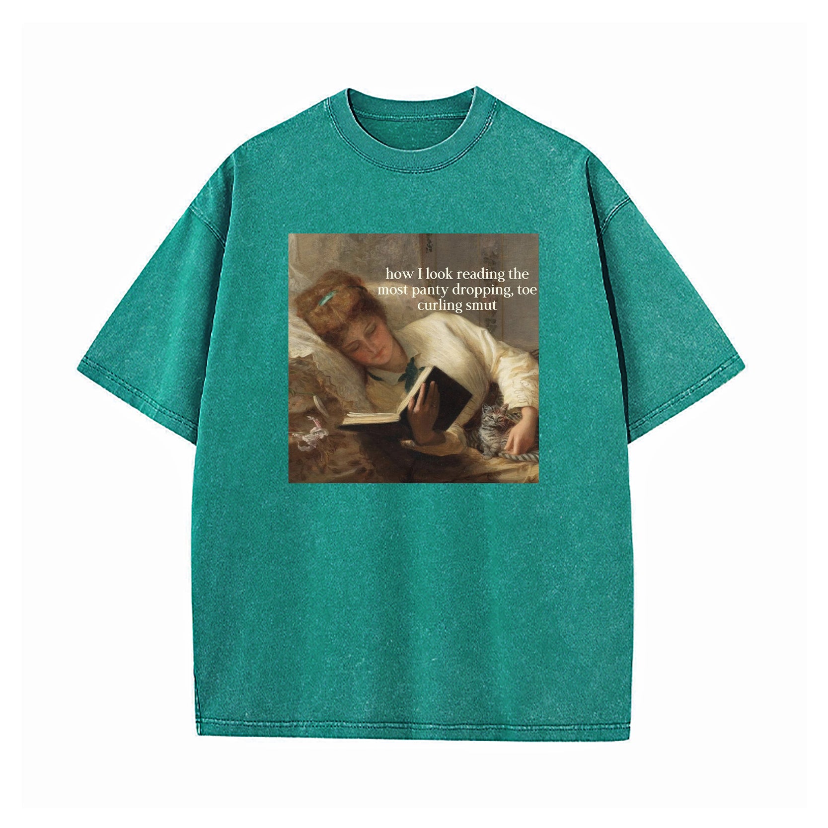 Renaissance Painting Reading Straight-Faced Meme Washed T-Shirt