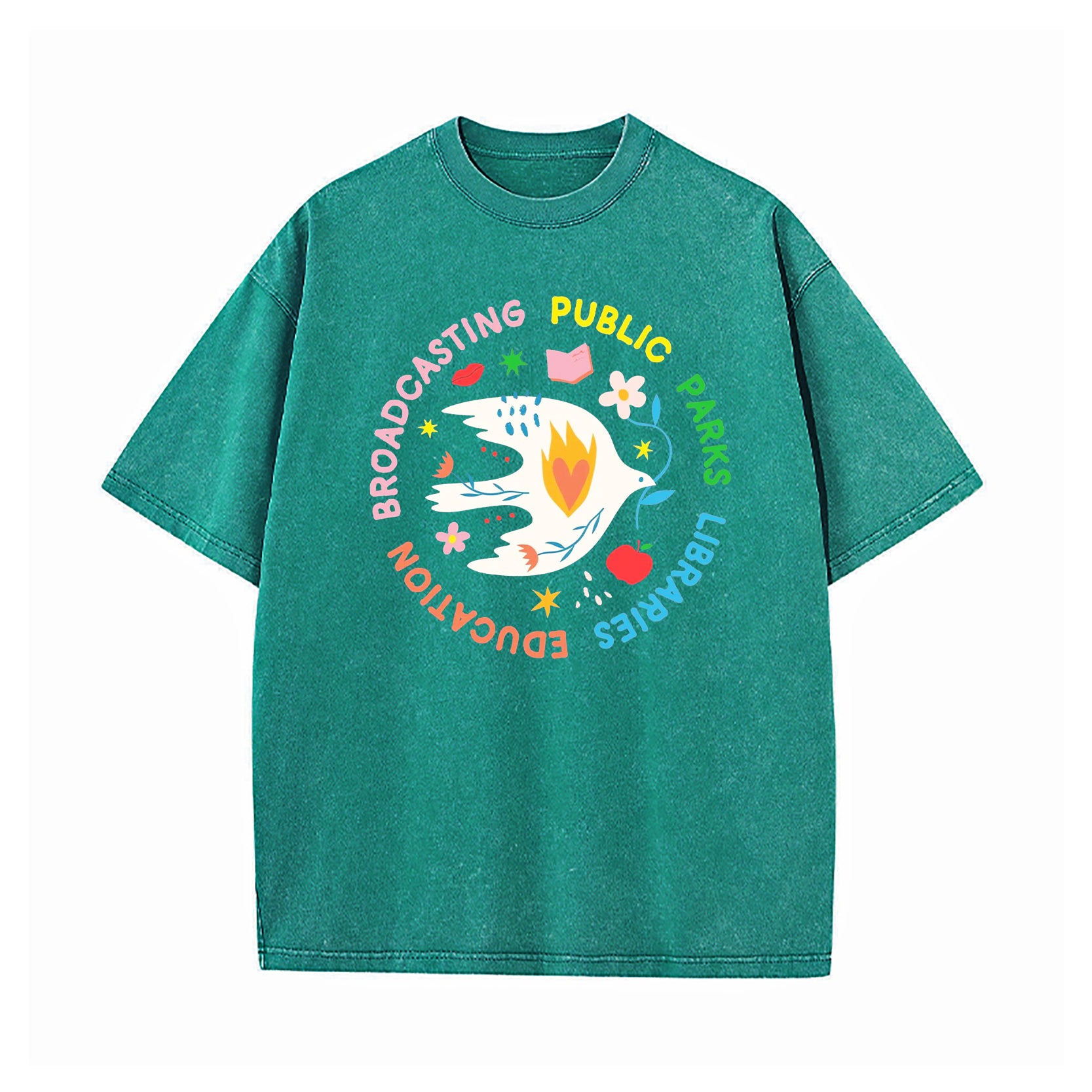 NPR PBS Libraries Public Goods Dove Washed T-Shirt