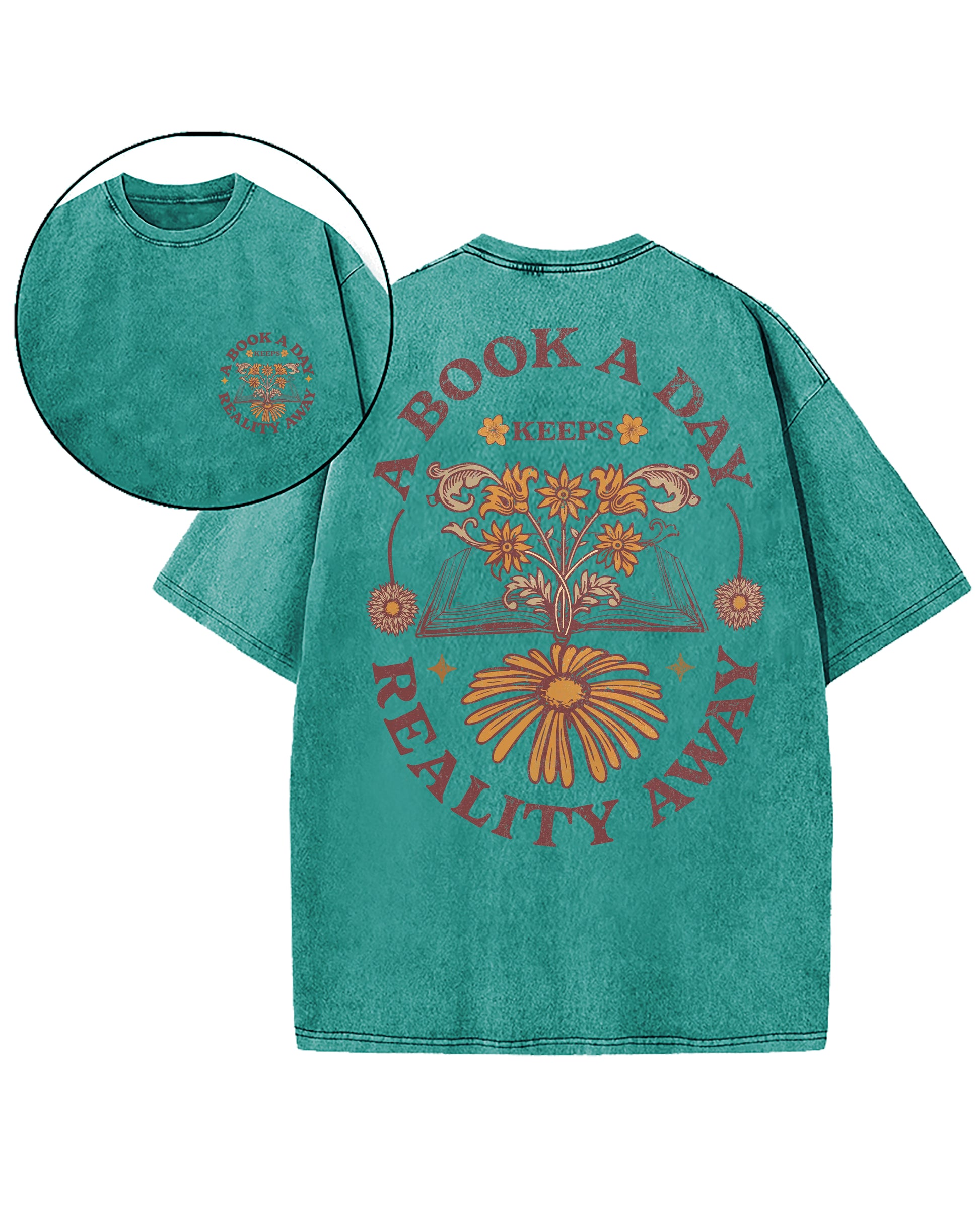 A Book A Day Keeps Reality Away Washed T-Shirt