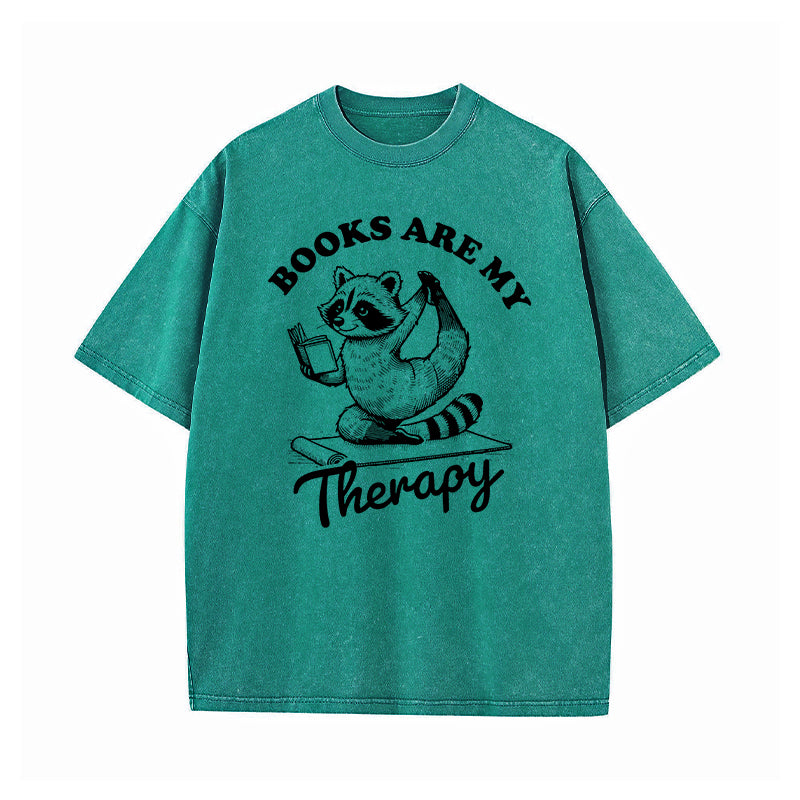 Books Are My Therapy Washed T-Shirt