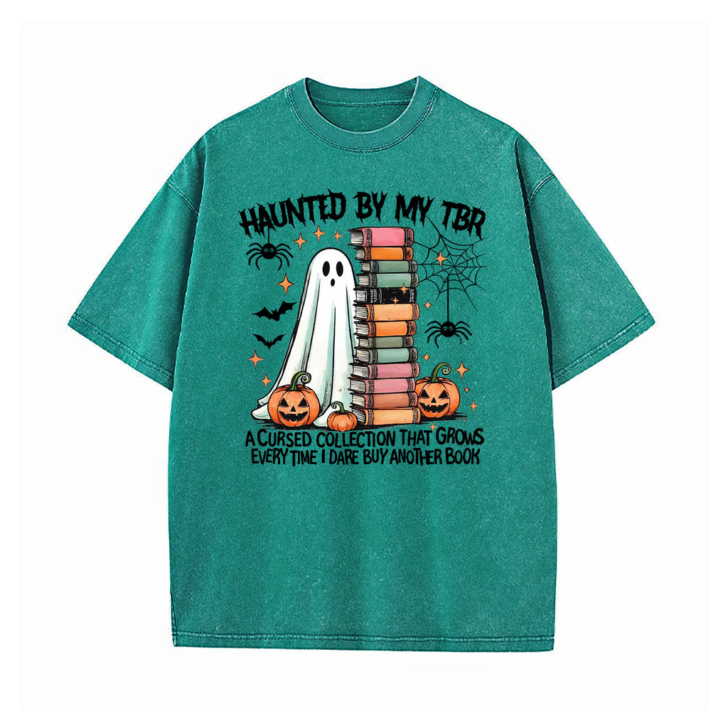 Haunted By My TBR Halloween Washed T-Shirt