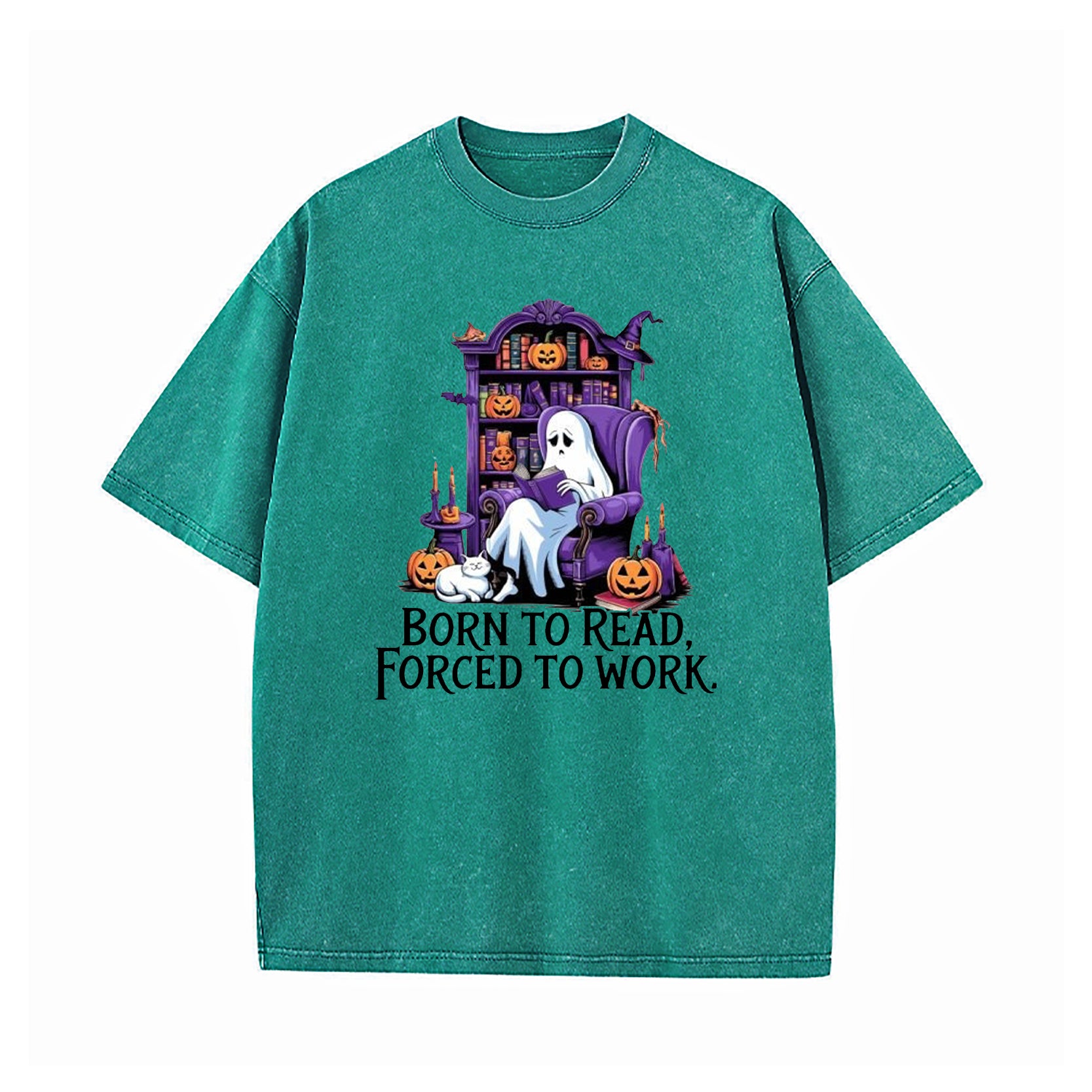 Born To Read Forced To Work Ghost Washed T-Shirt