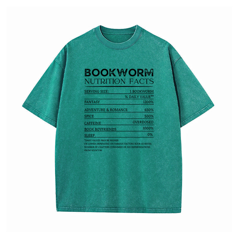 Bookworm Nutrition Facts Washed T-Shirt