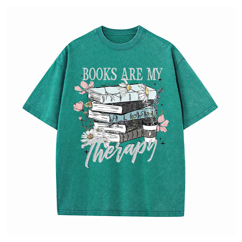 Book Are My Therapy Washed T-Shirt