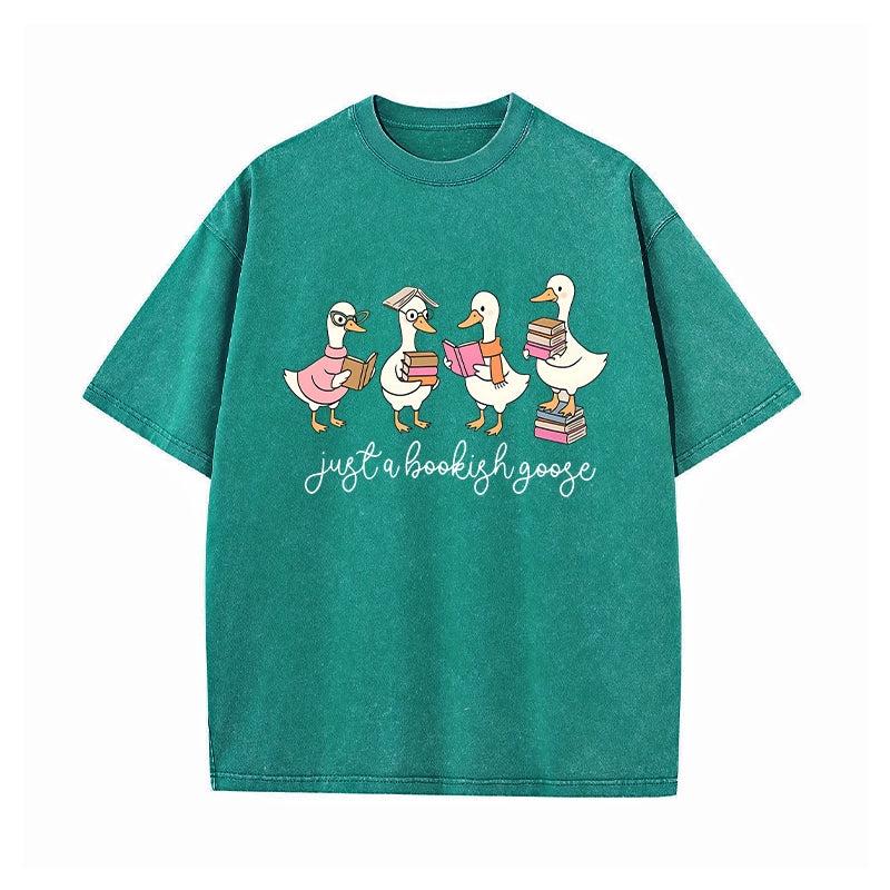Just A Bookish Goose Washed T-Shirt