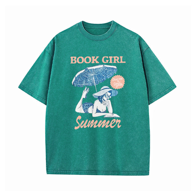Book Girl Summer Washed T-Shirt