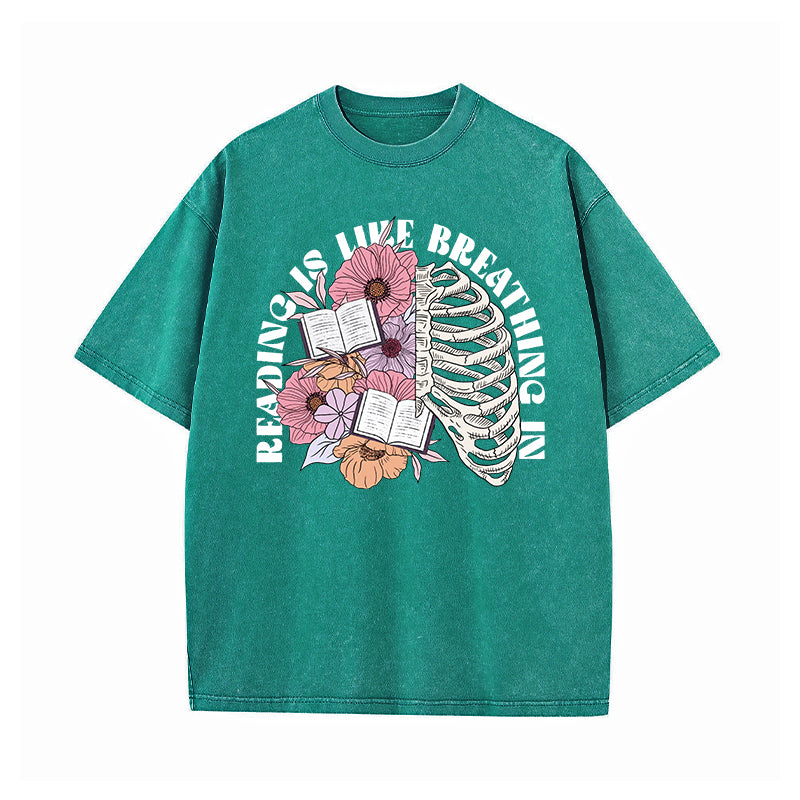 Reading Is Like Breathing Washed T-Shirt