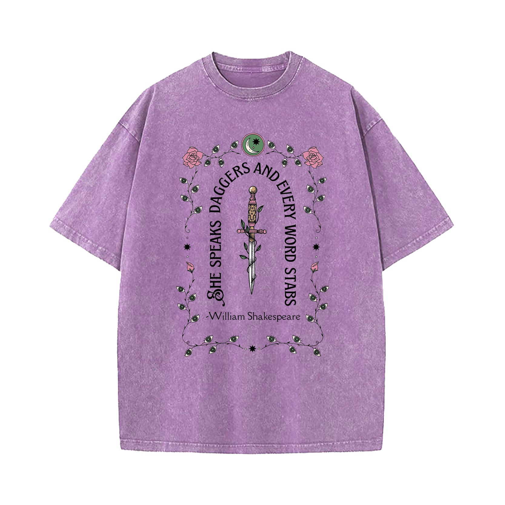 She Speaks Daggers Shakespeare Quote Washed T-Shirt
