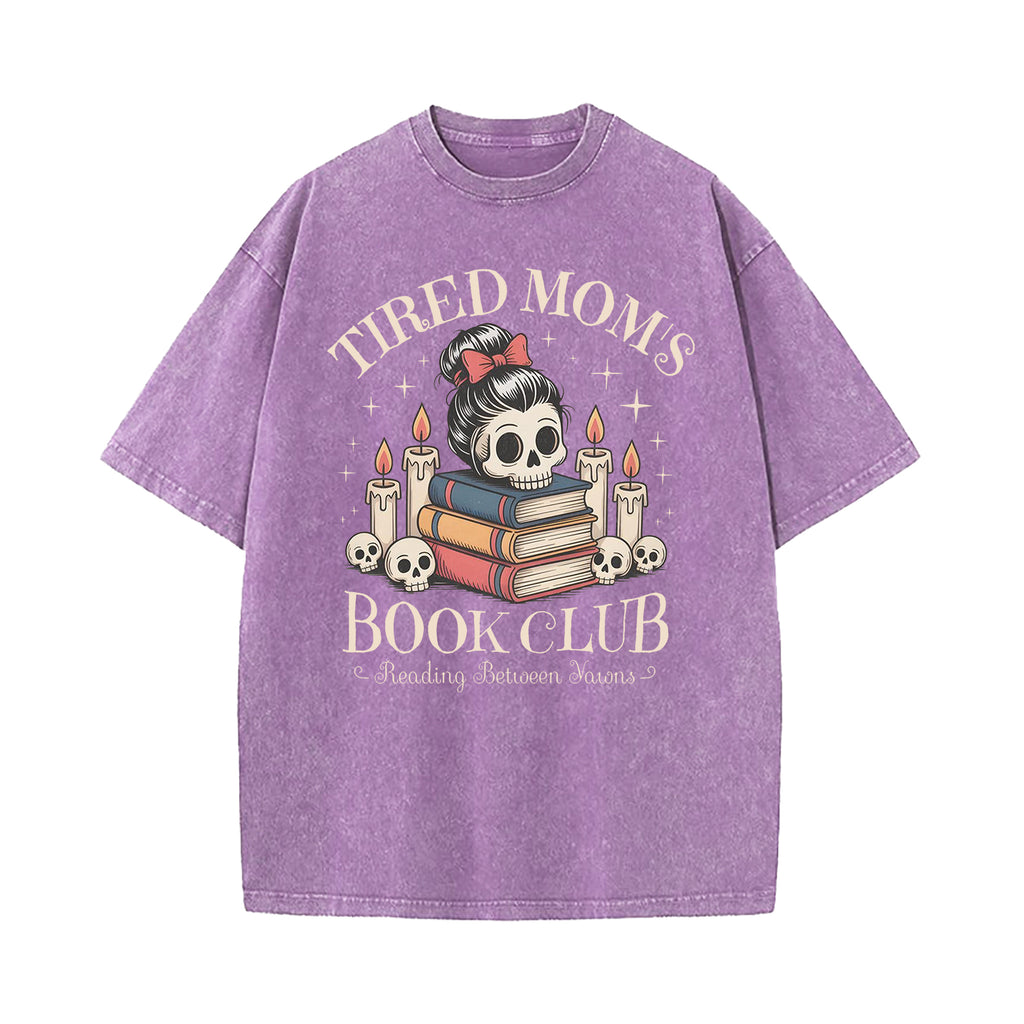 Tired Mom's Book Club Washed T-Shirt