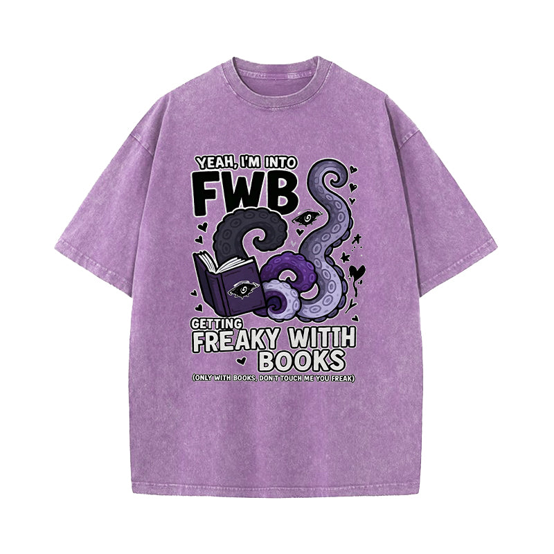 Freaky With Books Washed T-Shirt