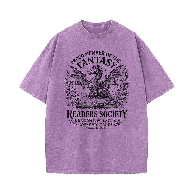 Fantasy Readers Society Dragon Washed T-Shirt