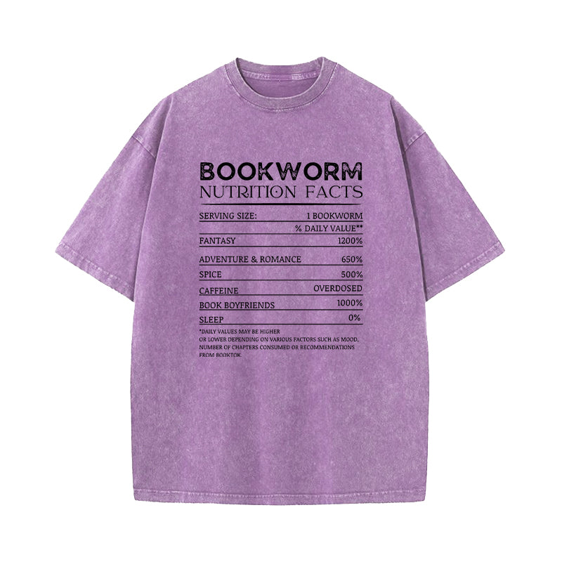 Bookworm Nutrition Facts Washed T-Shirt