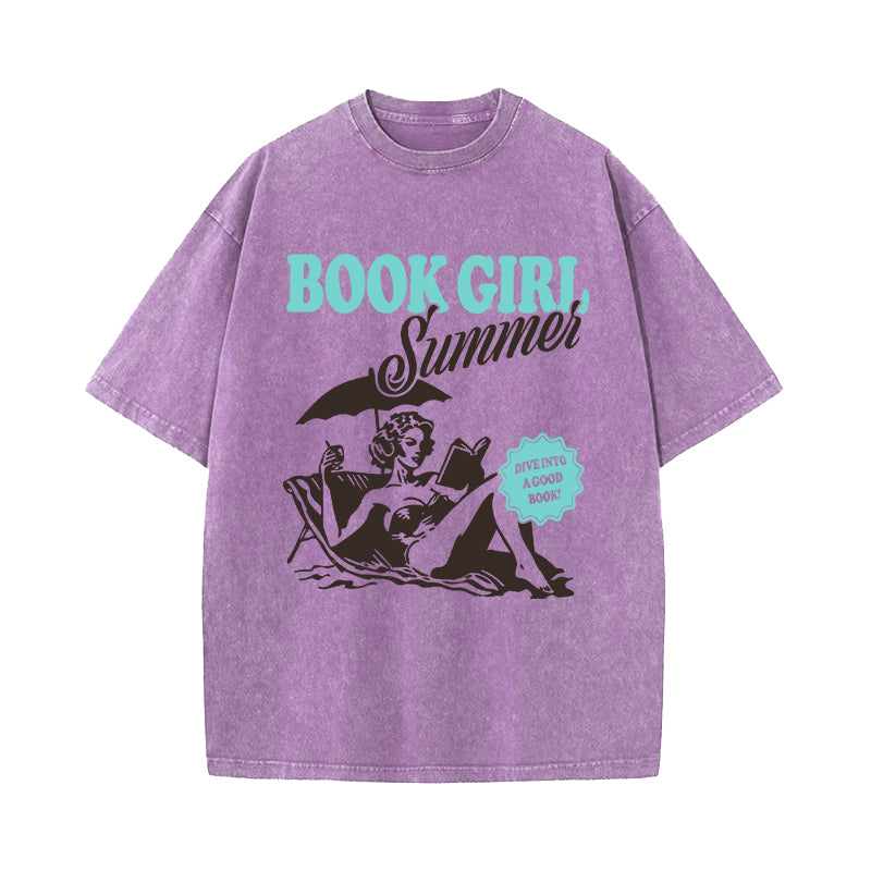 Book Girl Summer Washed T-Shirt