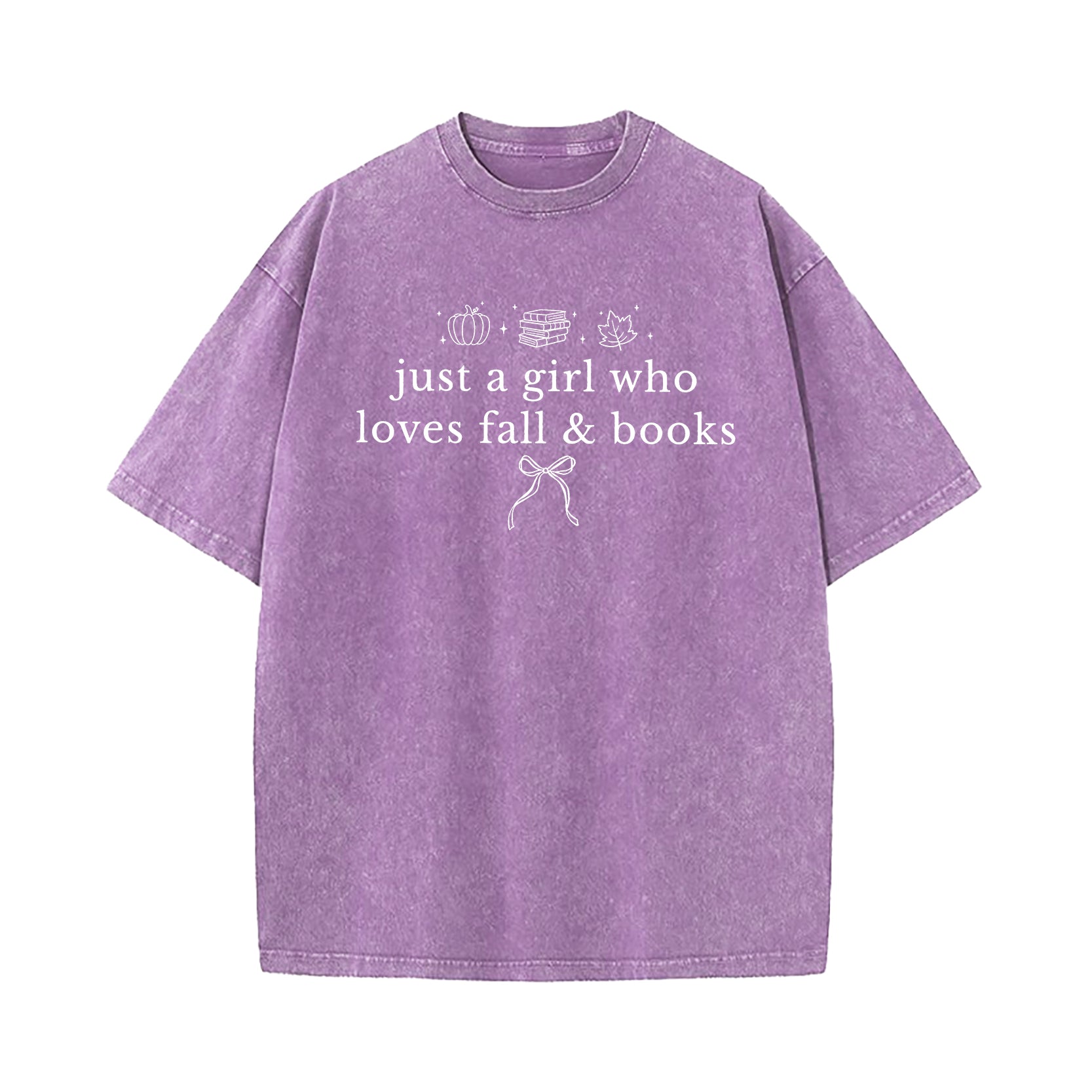 Just A Girl Who Loves Fall And Books Washed T-Shirt