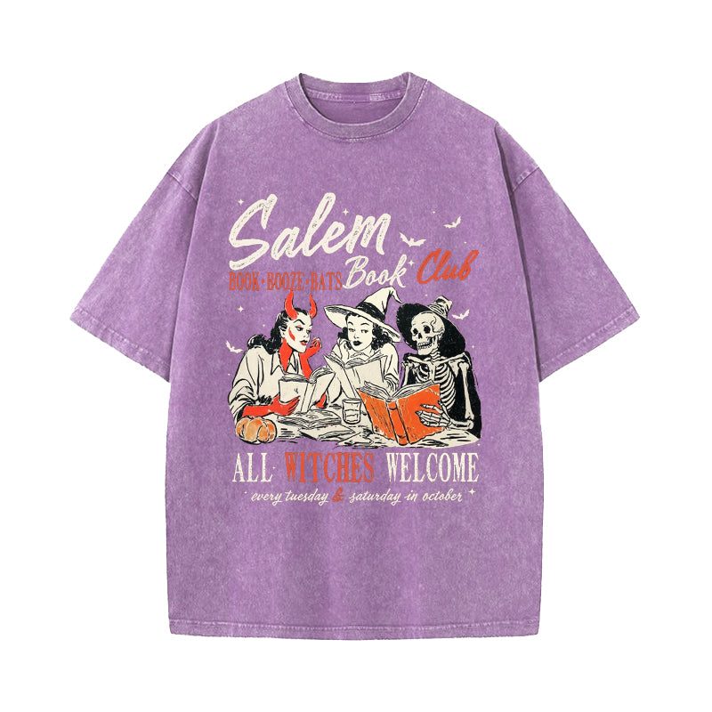 Salem Book Club Halloween Washed T-Shirt