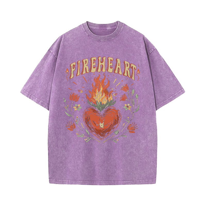 Vintage Fire-heart To Whatever End Washed T-Shirt