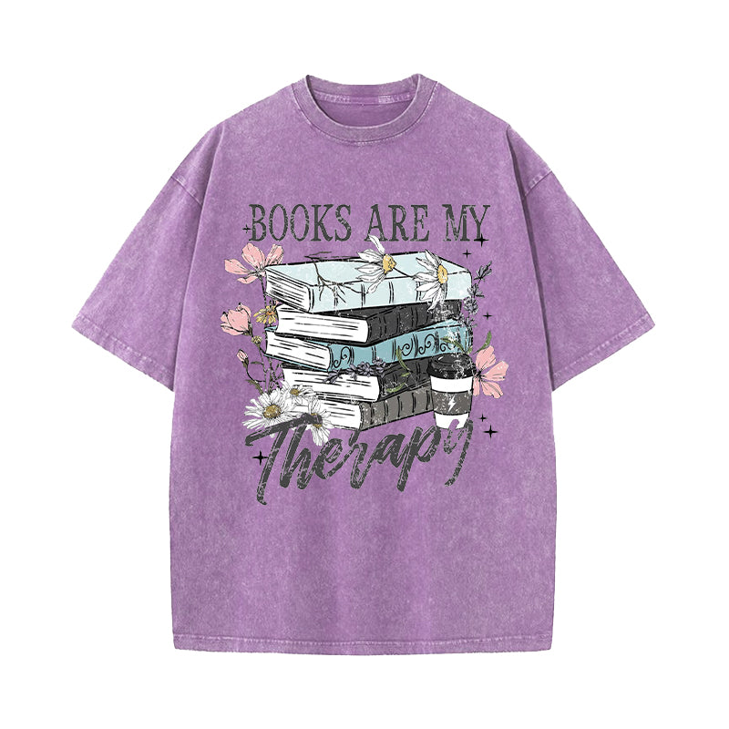 Book Are My Therapy Washed T-Shirt