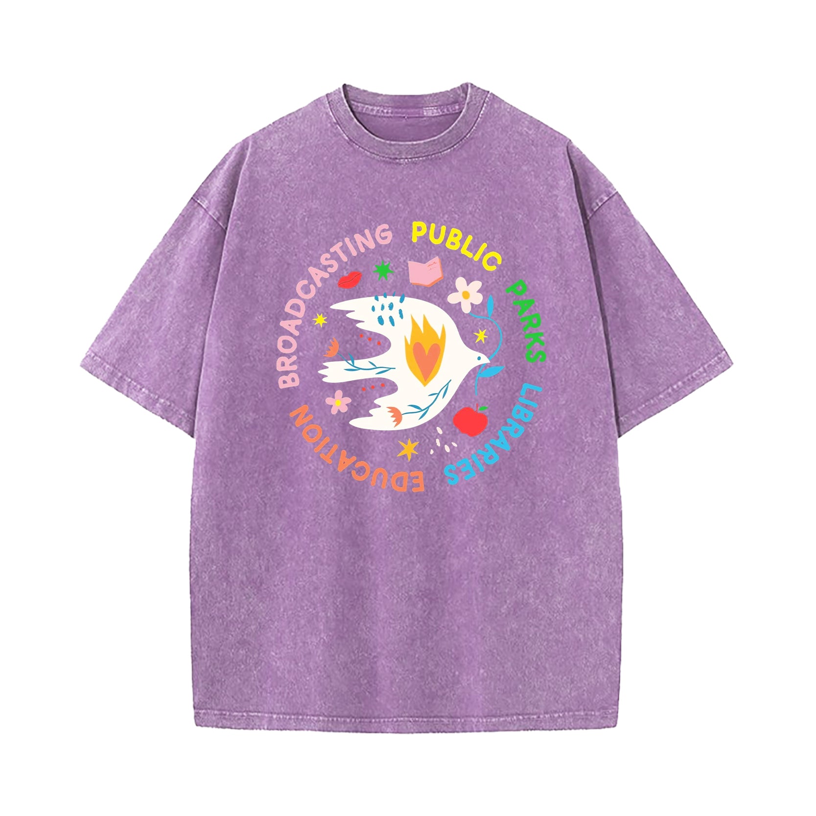 NPR PBS Libraries Public Goods Dove Washed T-Shirt