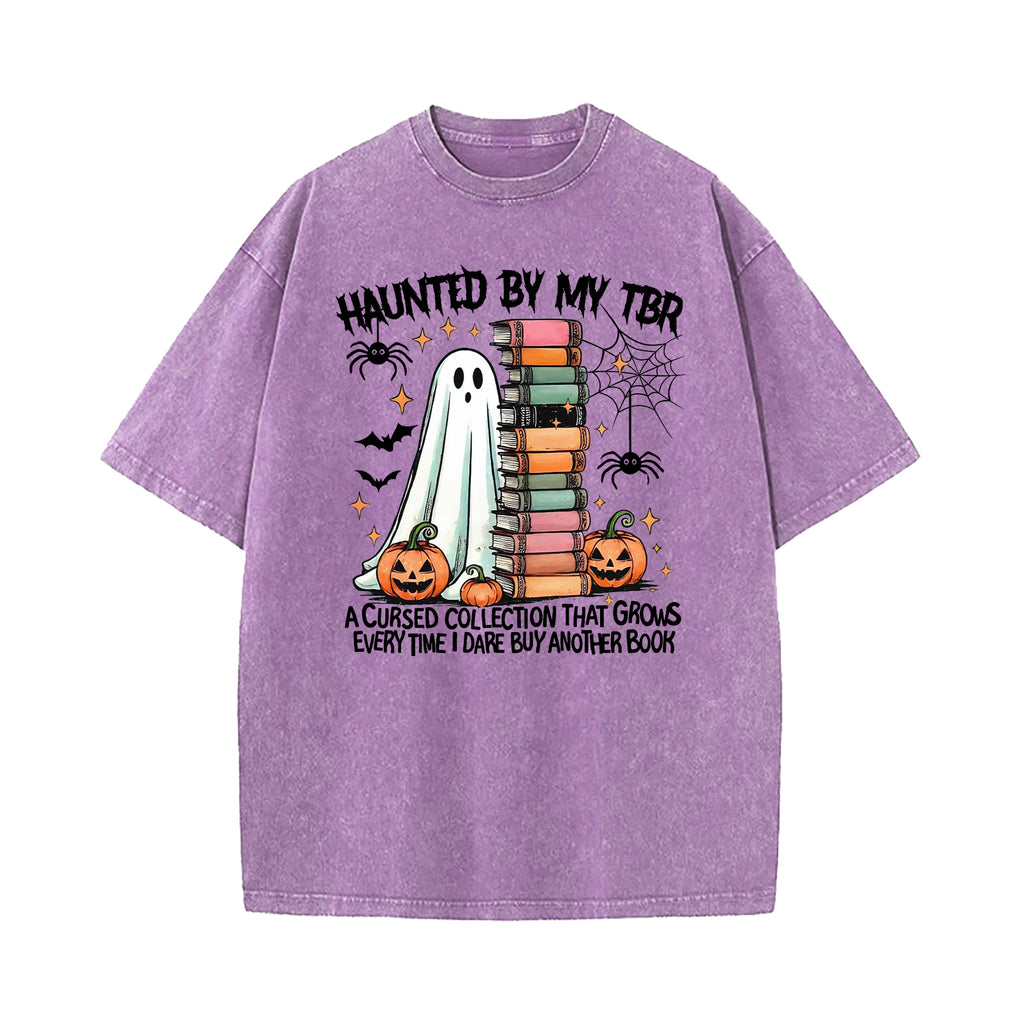 Haunted By My TBR Halloween Washed T-Shirt