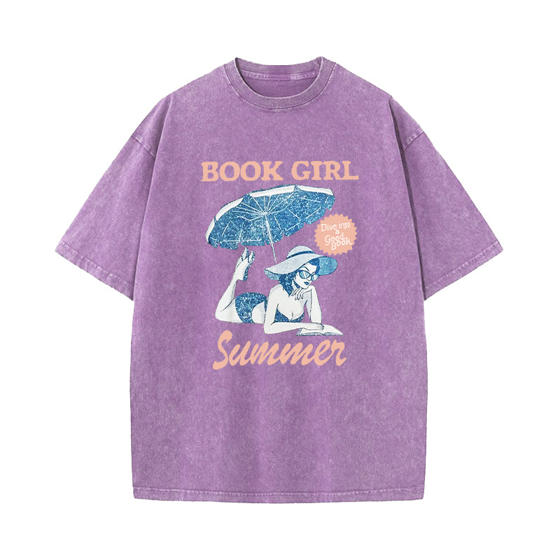 Book Girl Summer Washed T-Shirt