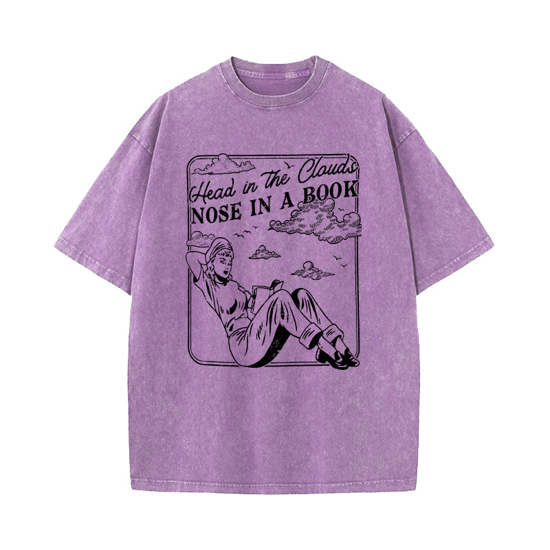 Head In the Clouds Nose In a Book Washed T-Shirt