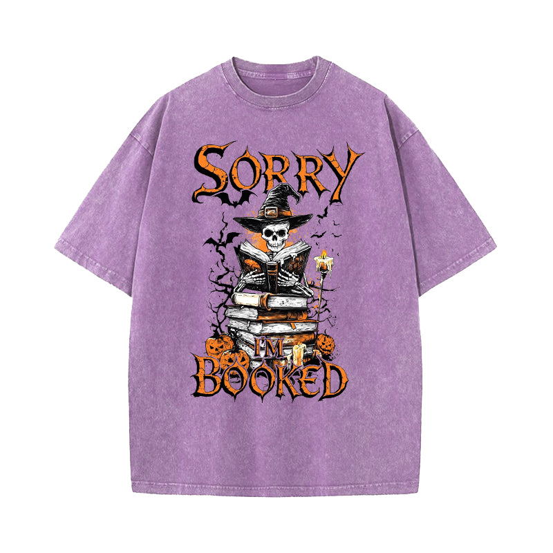 Halloween I'm Booked Washed T-Shirt