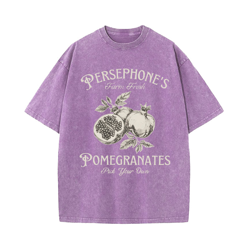 Persephone's Pomegranates Greek Mythology Washed T-Shirt