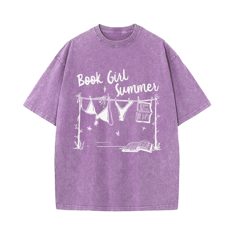 Book Girl Summer Washed T-Shirt