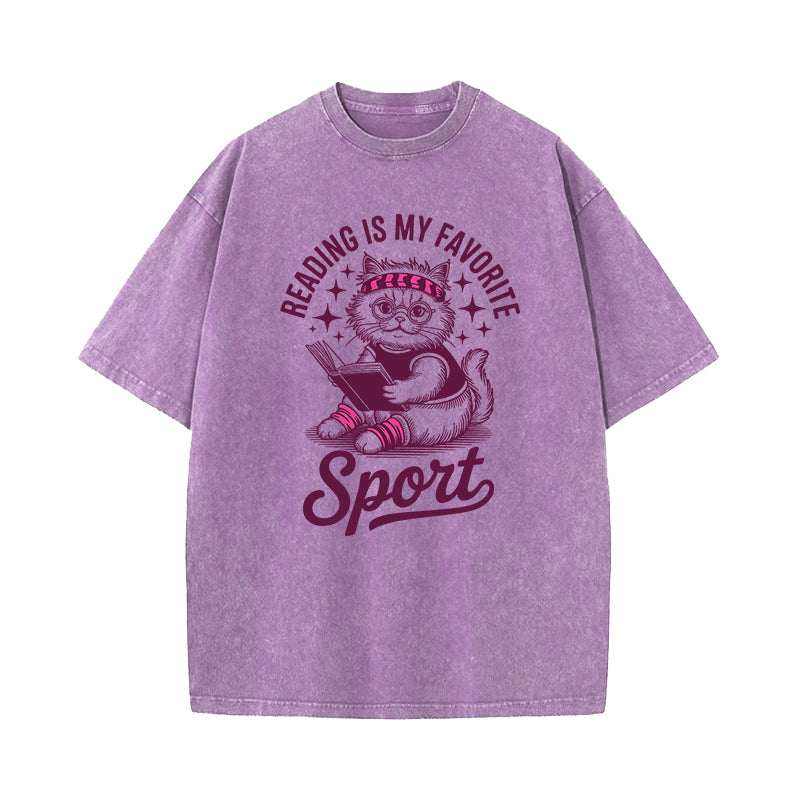 Reading Is My Favorite Sport Washed T-Shirt