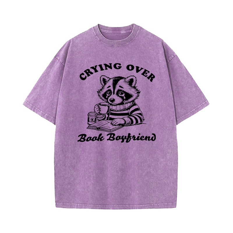 Crying Over Book Boyfriends Washed T-Shirt