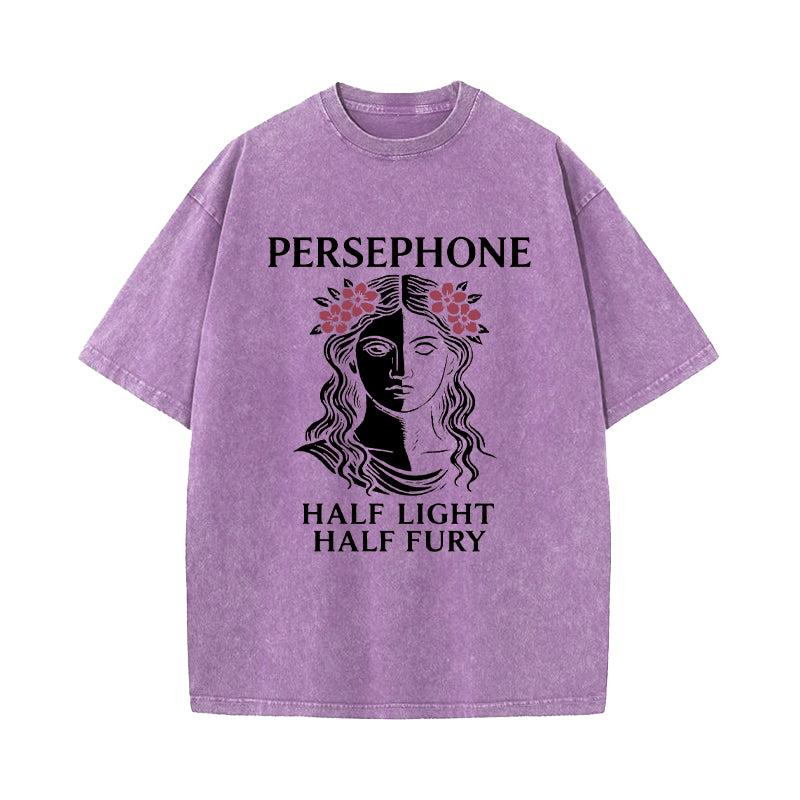Persephone Half Light Half Fury Greek Mythology Washed T-Shirt