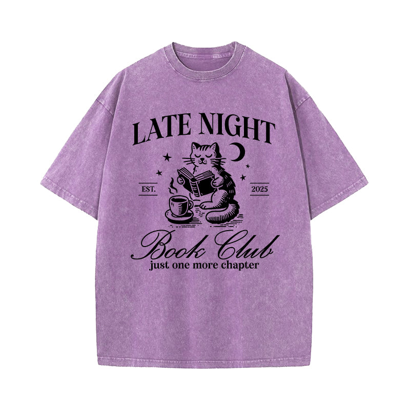 Late Night Book Club Washed T-Shirt