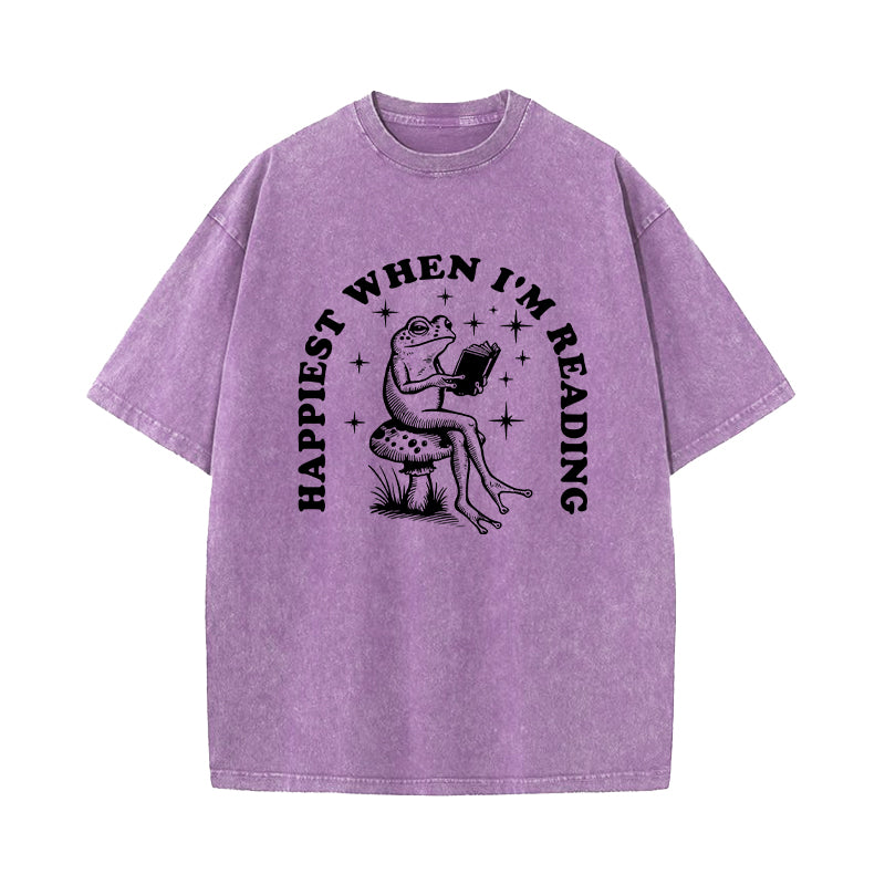 Happiest When I'm Reading Washed T-Shirt