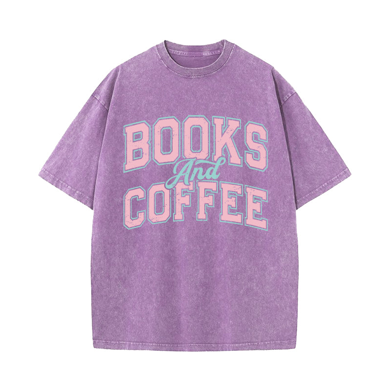 Books And Coffee Bookish Washed T-Shirt