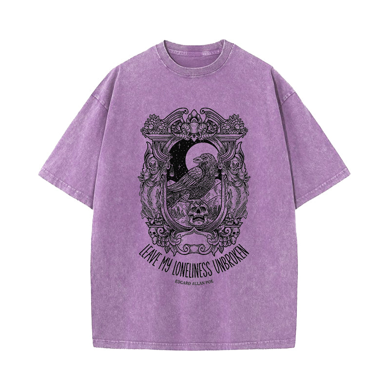 Leave My Loneliness Unbroken Edgar Allan Poe Washed T-Shirt