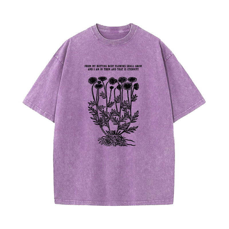 Victorian Flower Poetry Cottagecore Washed T-Shirt