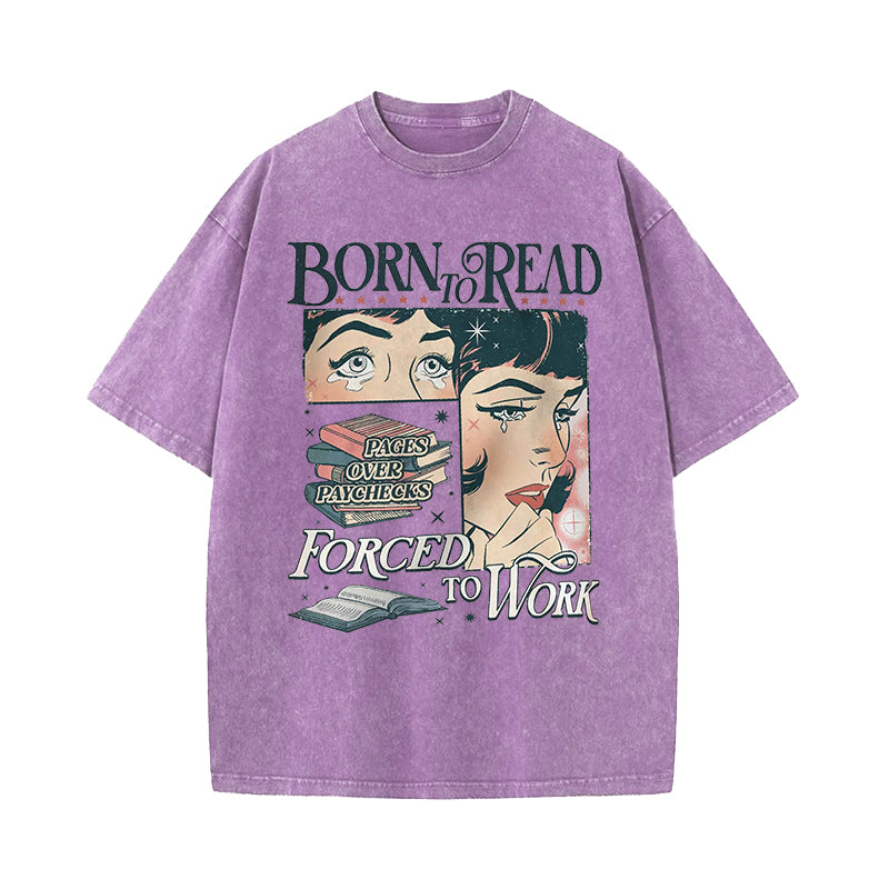 Born To Read Bookish Washed T-Shirt