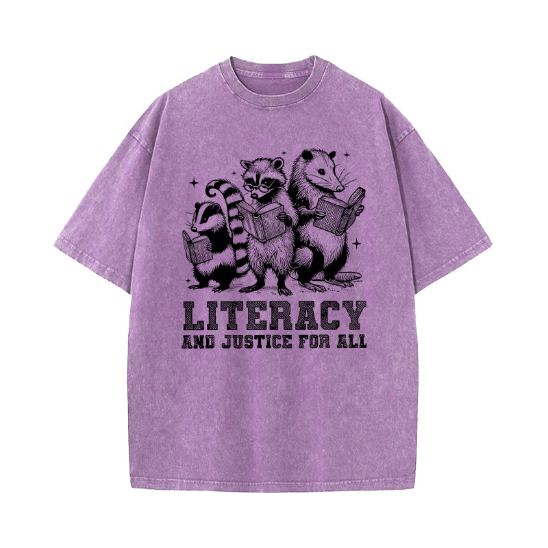 Literacy And Justice For All Washed T-Shirt