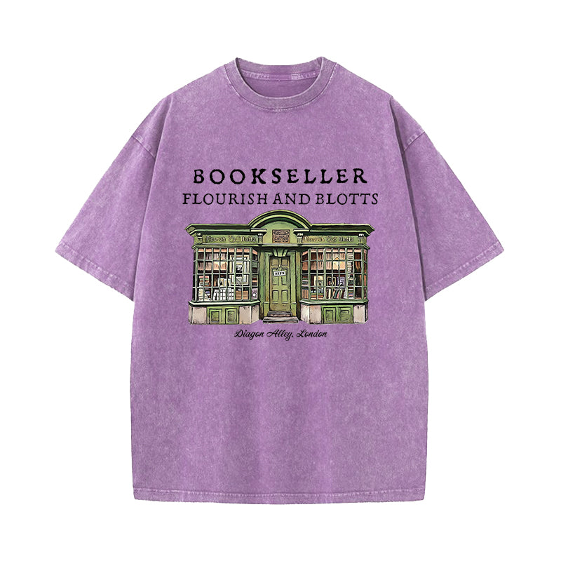 Flourish Blotts Wizard House Washed T-Shirt