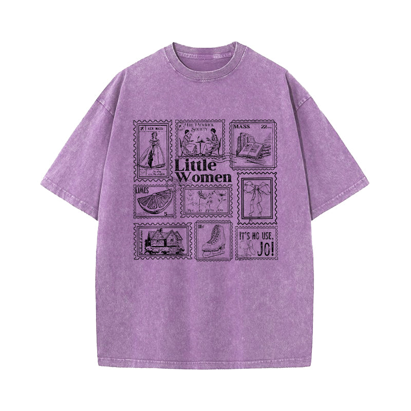 Little Women Literary Stamp Collection Washed T-Shirt