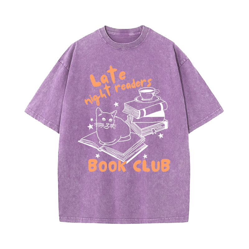 Late Night Readers Book Club Washed T-Shirt