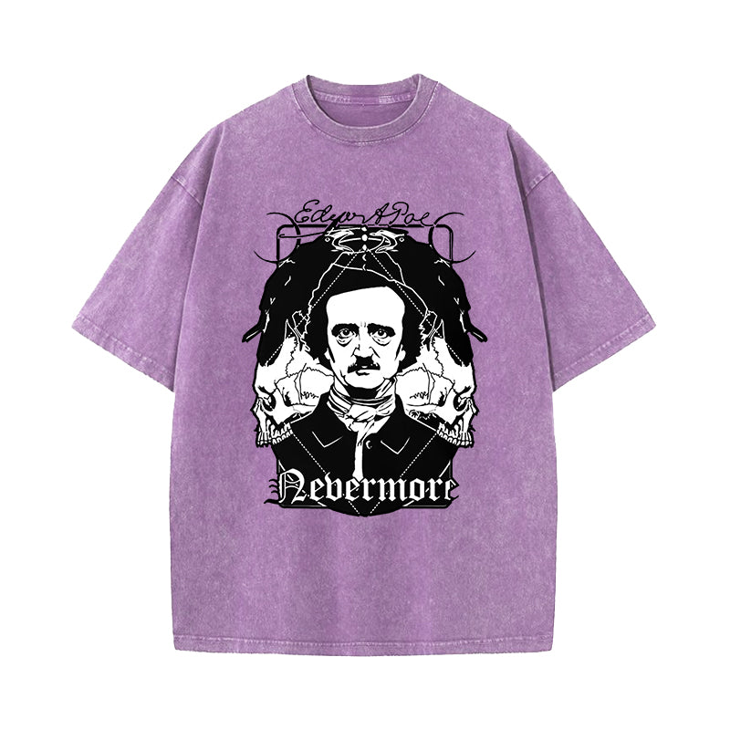 Edgar Allan Poe Nevermore Raven Washed T-Shirt