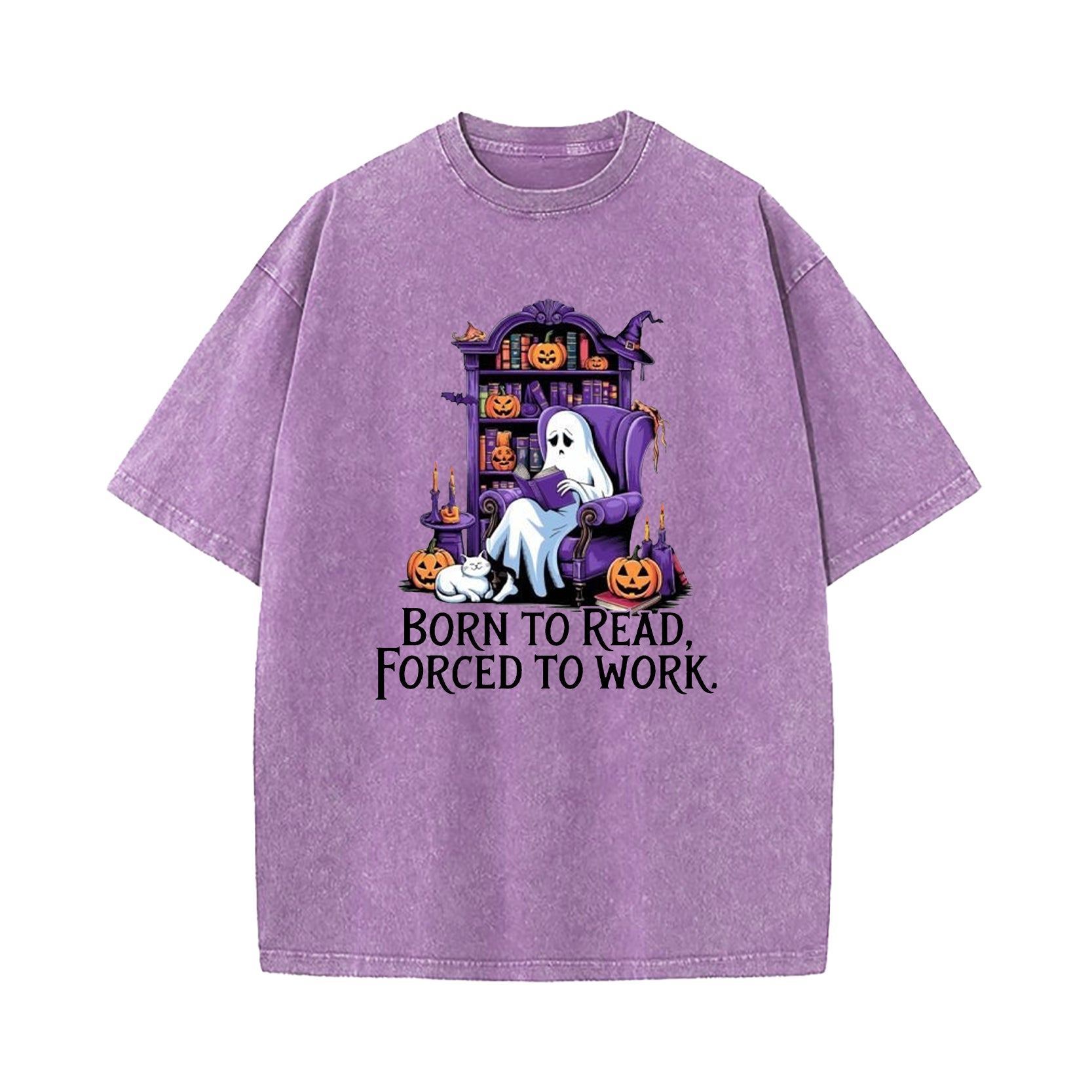 Born To Read Forced To Work Ghost Washed T-Shirt