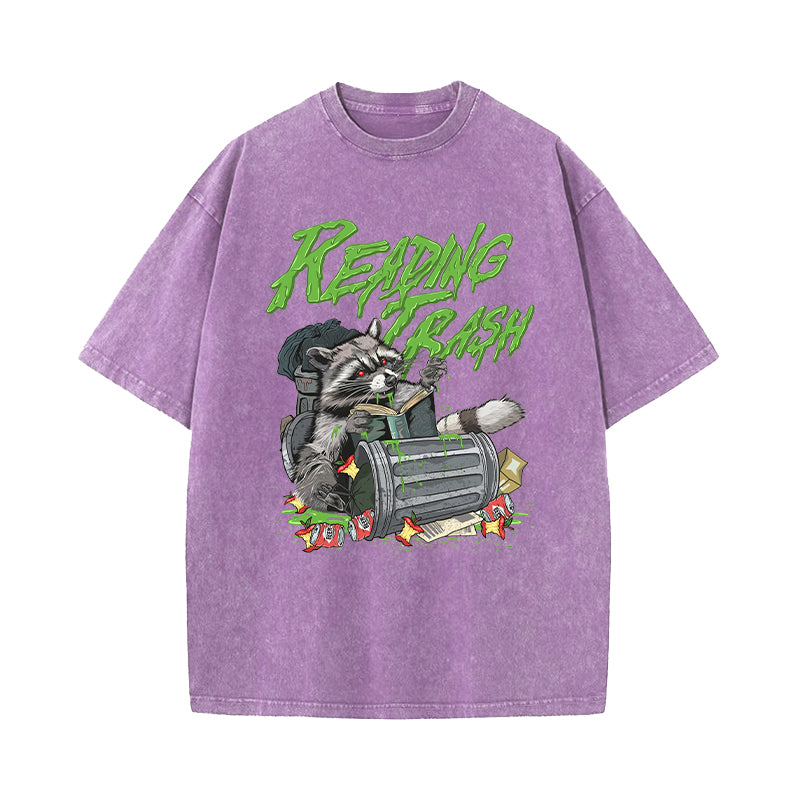 Reading Trash Racoon Washed T-Shirt