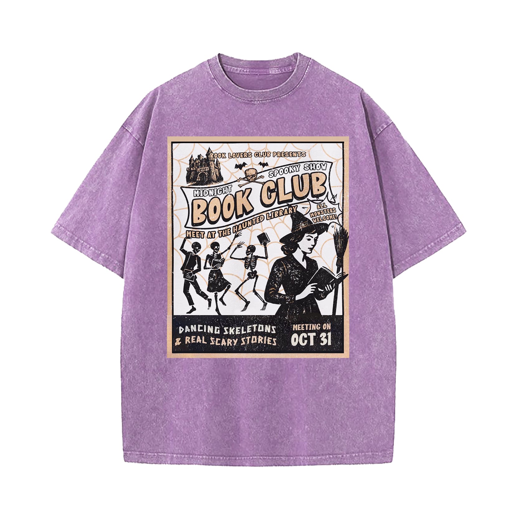 Midnight Halloween Book Club Washed T-Shirt
