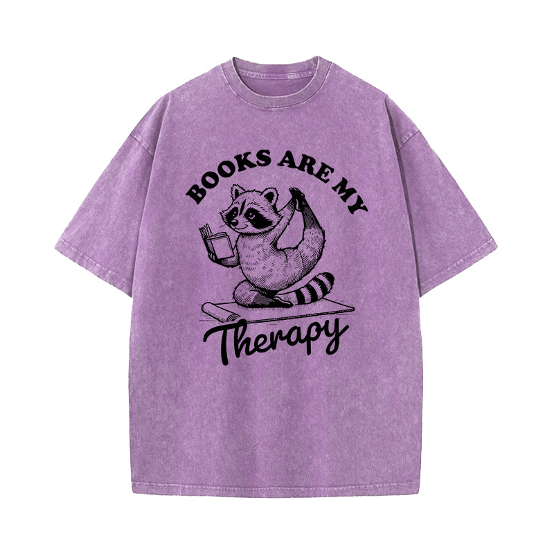 Books Are My Therapy Washed T-Shirt