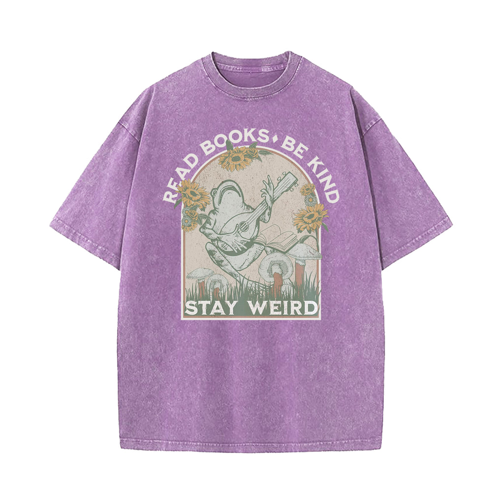 Read Books Be Kind Stay Weird Washed T-Shirt